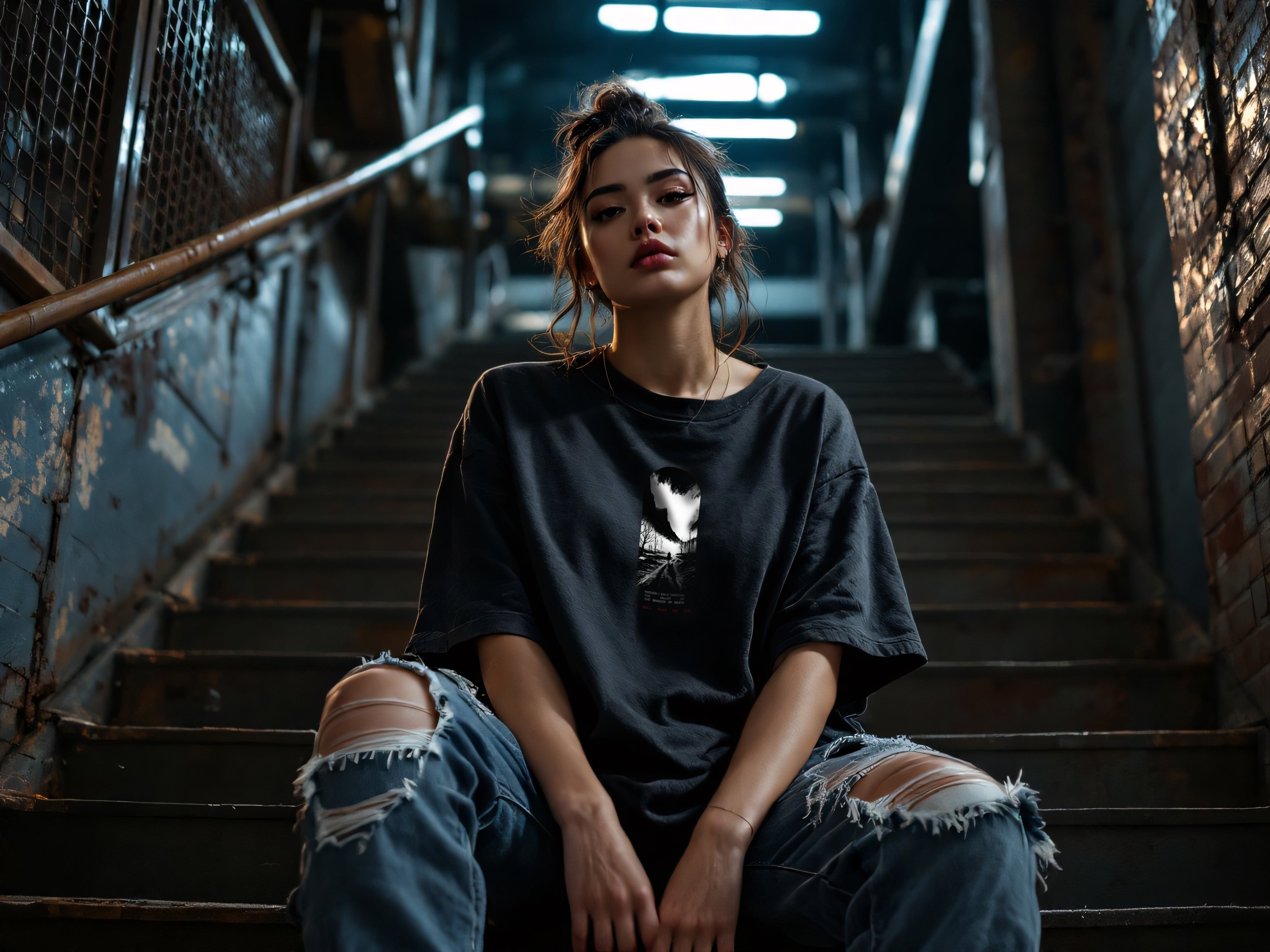 Fearless | Oversized Tee in Acidwash Black The Project J