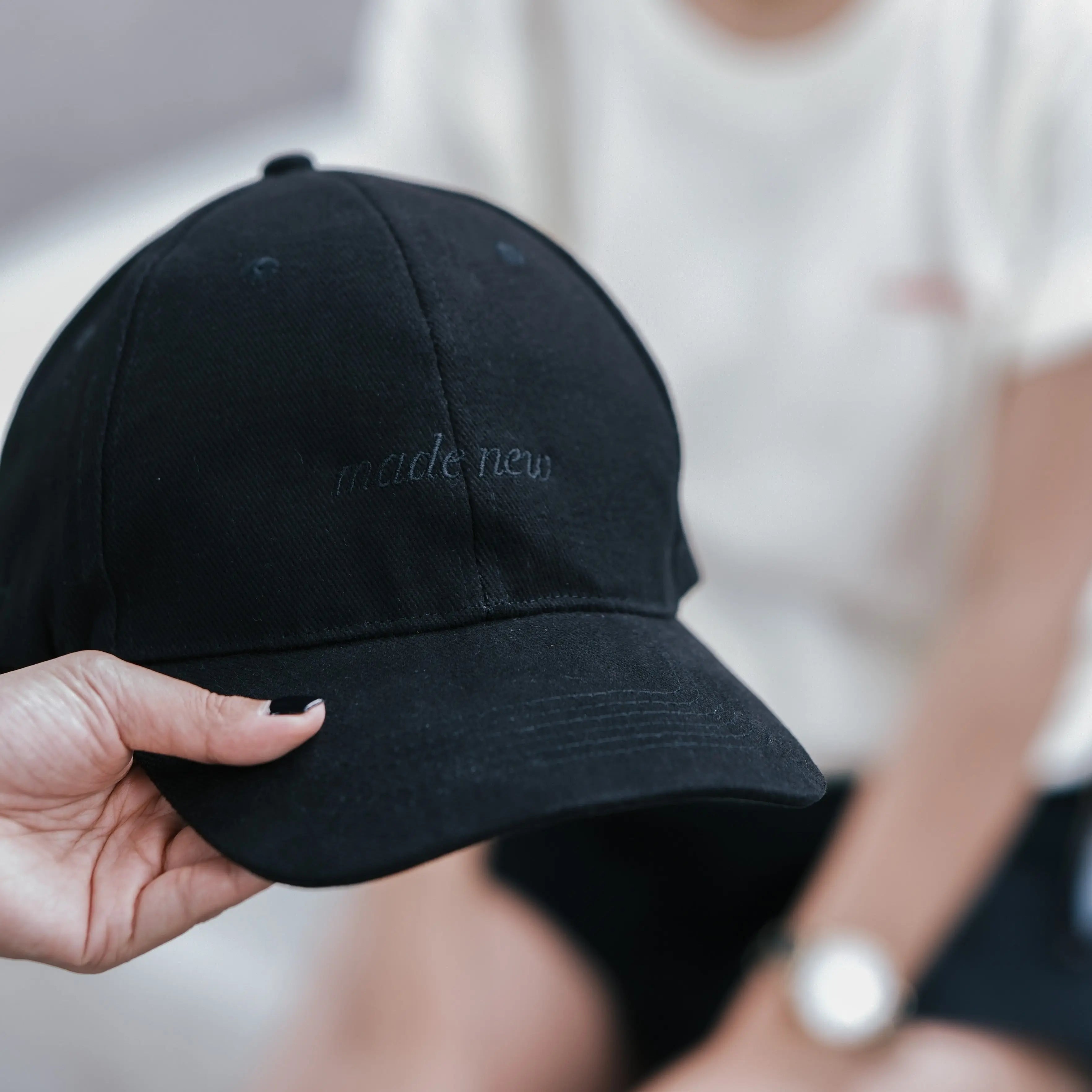The Project J Faith Apparels Made New Caps Baseball Cap Black on Black Christian Gifts Baptism